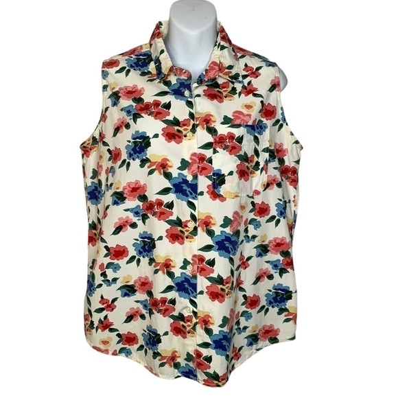 Vintage 90’ Krazy Kat Floral Sleeveless Button Up Summer Top Size Medium - Picture 2 of 7